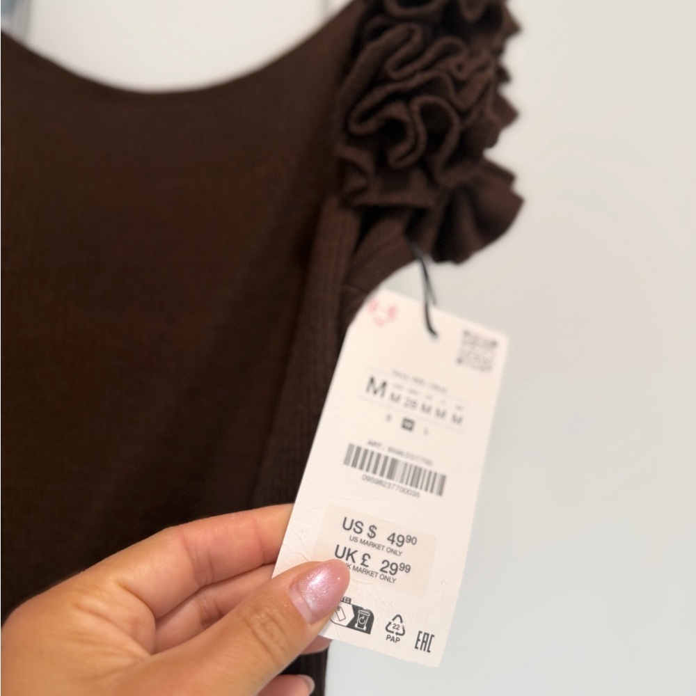 ZARA VIRAL knit tank with floral rosette straps - Picture 5 of 8